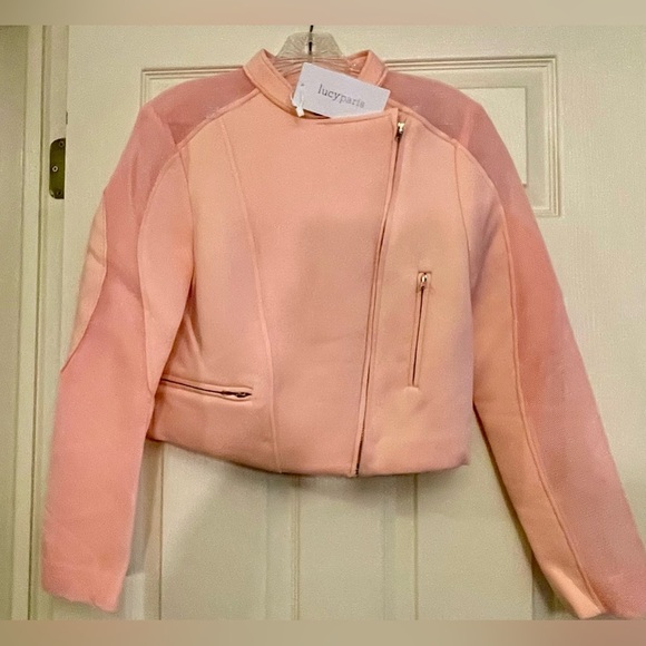 NWT- Light pink Crop motorcycle jacket 
w/t Mesh Sleeves & Breathable - Picture 1 of 12